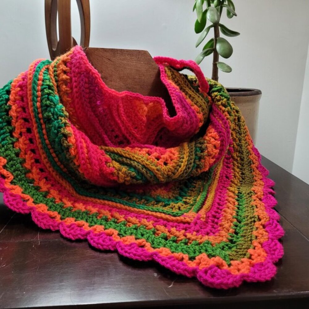 Hand Made OOAK  Crochet Boho Cowl Scarf Neck Warmer, NO Fuss Washer / Dryer Safe